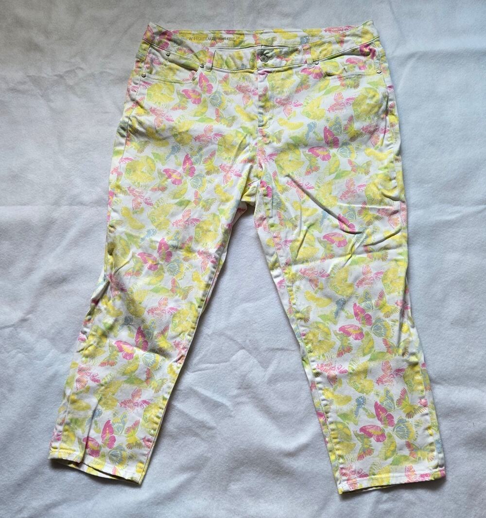 Talbots Women’s Butterfly Jeans, Natural Waist, Slim Crop Leg, Plus 18W 5 Pocket